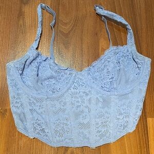 Hollister Light Blue Lace Corset Bra Top